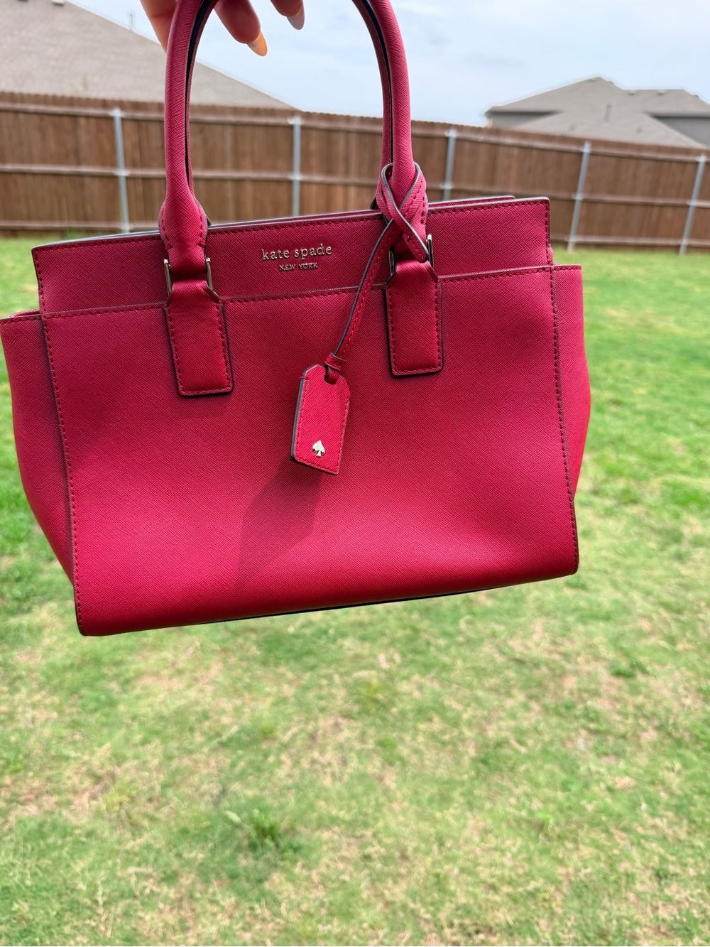 kate spade red saffiano leather satchel